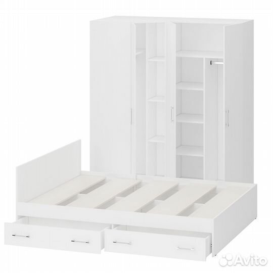 Гарнитур спальный белый № 2 Стандарт с кроватью 1600 с ящиками, цвет белый, спальное место 1600х2000