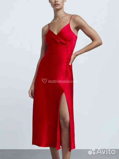 Шелковое платье комбинация Zara в бельевом стиле