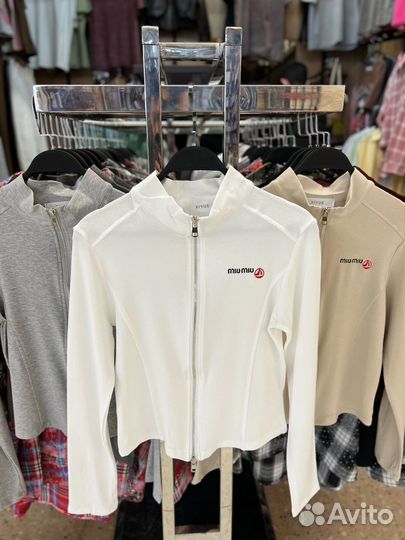 Miu Miu Укороченная кофта лонгслив на молнии