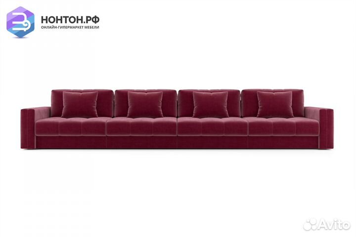 Диван прямой тик-так Монарх бордовый
