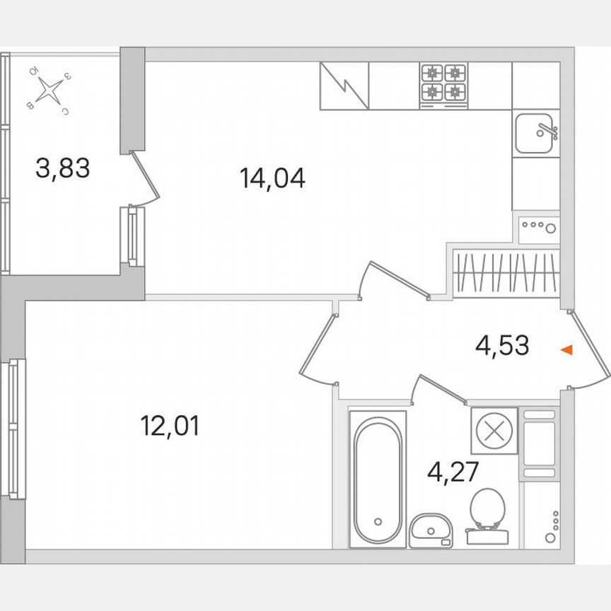 1-к. квартира, 36,8 м², 6/8 эт.
