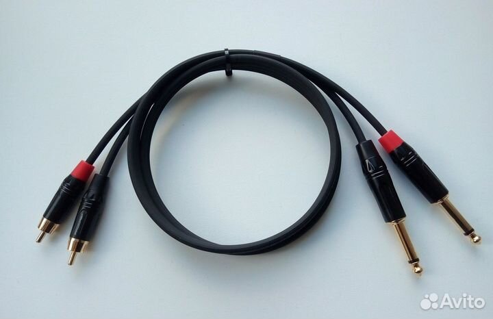 Кабель 2х RCA (тюльпан) 2x 1/4 Jack (джек)