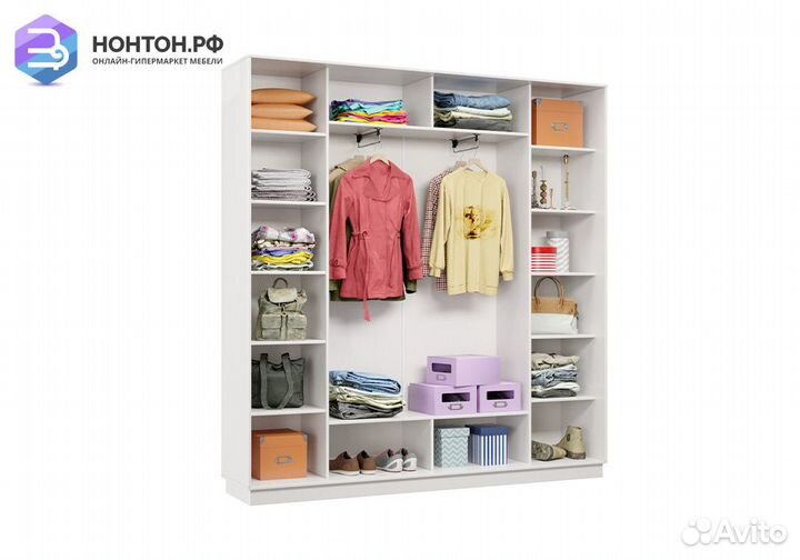 Шкаф-купе трёхдверный Приор с 2 зеркалами белый