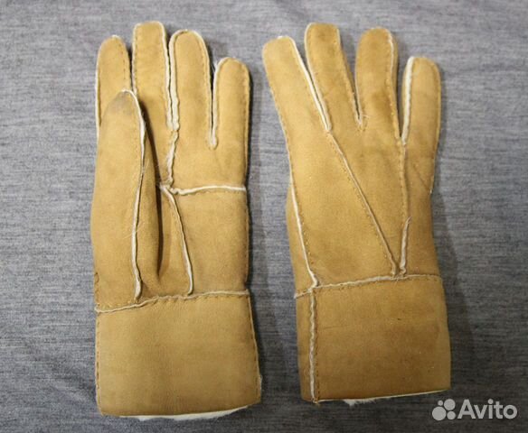 Перчатки светлые, теплые, меховые