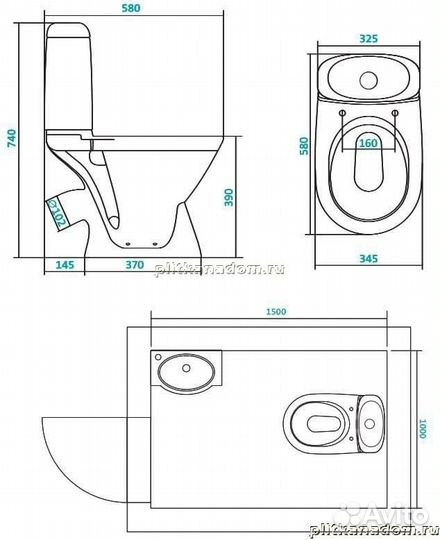 Santek Римини 1.WH30.2.130 унитаз-компакт, диагонал.выпуск, 2 режима, метал.крепление