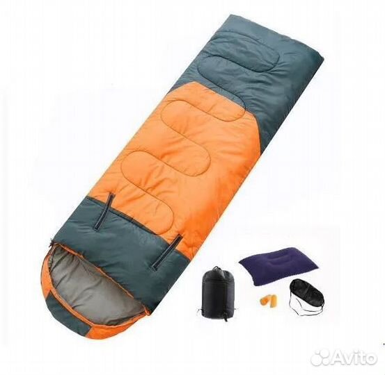 Спальный мешок для кемпинга серо-оранжевый