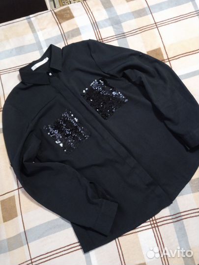 Рубашка чёрная с паетками