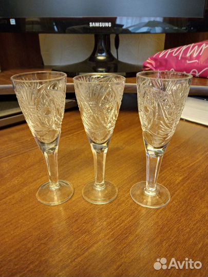 Хрустальные фужеры СССР, бокалы, рюмки, стопки