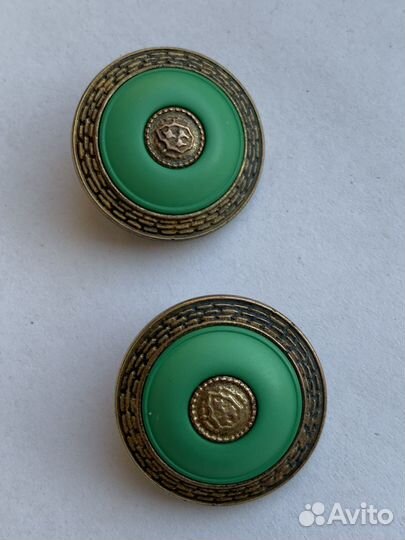 Клипсы серьги винтаж зеленый латунь