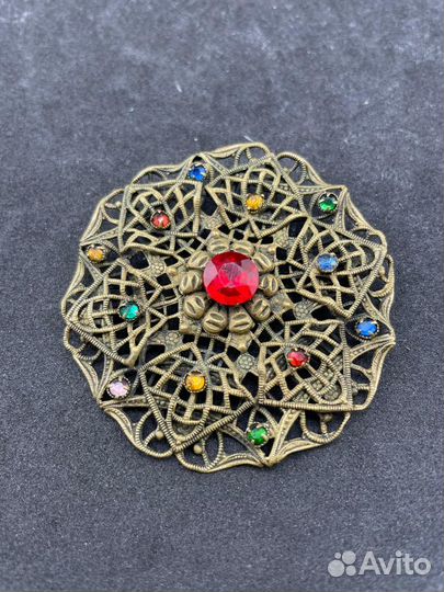 Антикварная брошь фруктовый салат Чехословакия