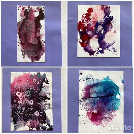 Картина акварель монотипия