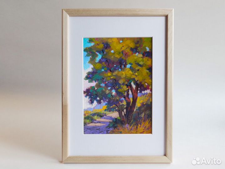Картина в паспарту авторская живопись Пейзаж