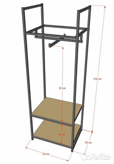 Стеллаж для одежды в стиле Лофт A1760-08-чч