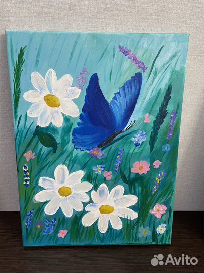 Картина акварелью на холсте 40 на 30 см