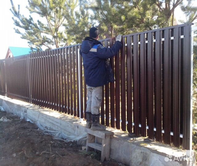 Заборы из профнастила, рабицы. Ворота,калитки