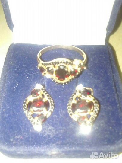 Серьги + кольцо, Серебро 925, золочение