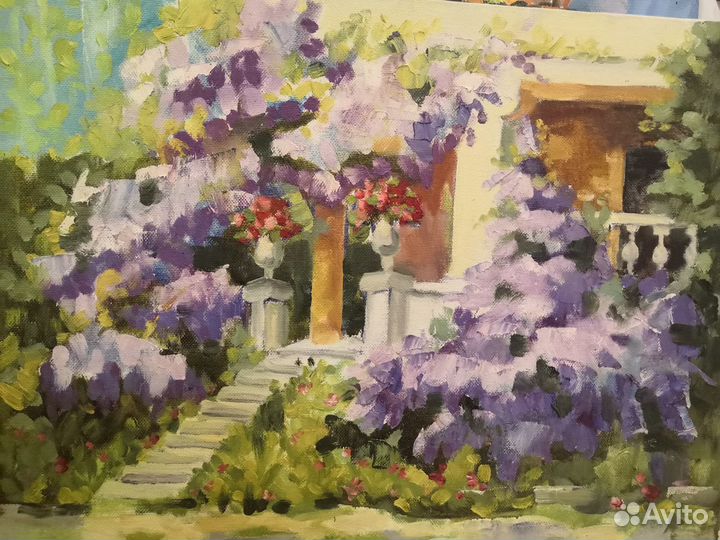 Картина масло прованс, глициния, Симеиз