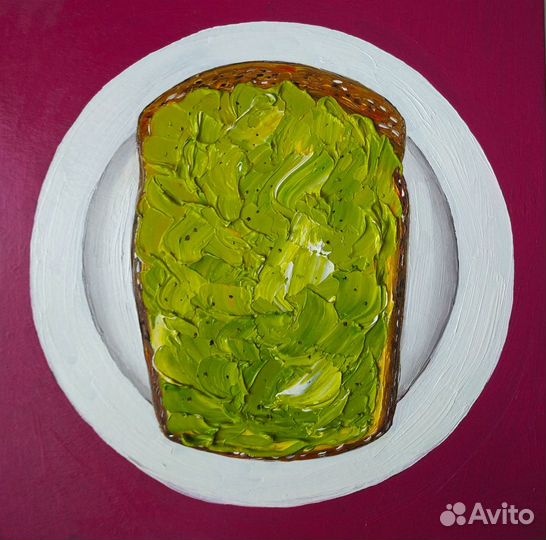 Картина маслом, сэндвич с авокадо