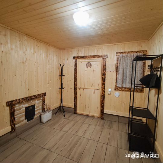 Домашняя баня на дровах с беседкой и мангалом