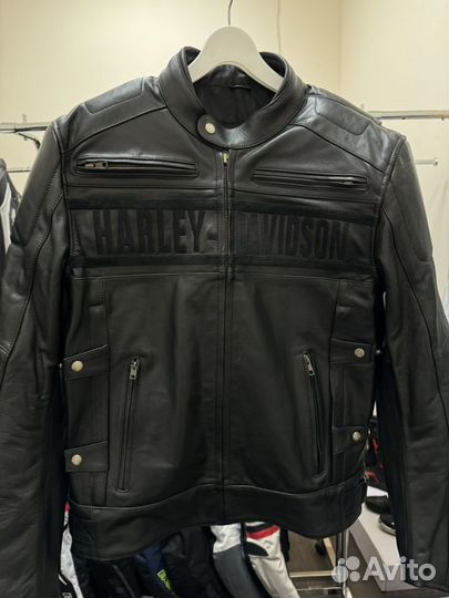 Мотокуртка кожаная harley davidson black