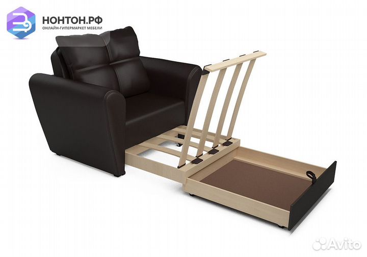 Кресло выкатное Квартет экокожа коричневая