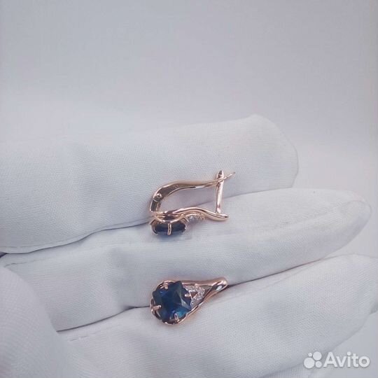 Золотые серьги с бриллиантами, 585, 2,56гр