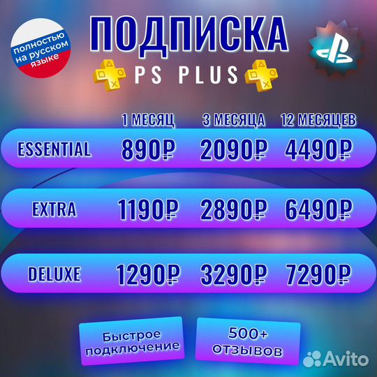Подписка PS Plus Extra Deluxe 3 месяца