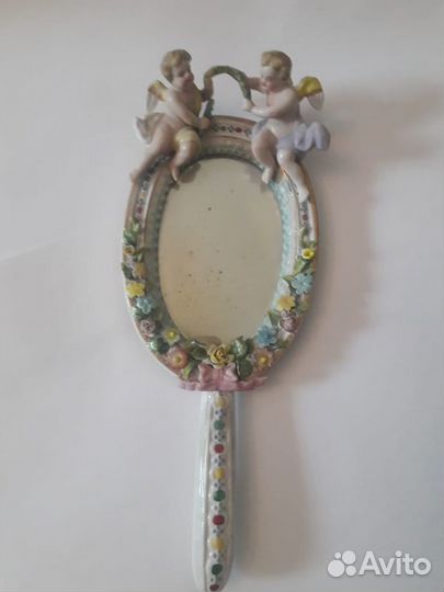 Антикварное зеркальцо 1850-1900 Sitzendorf Зицендо
