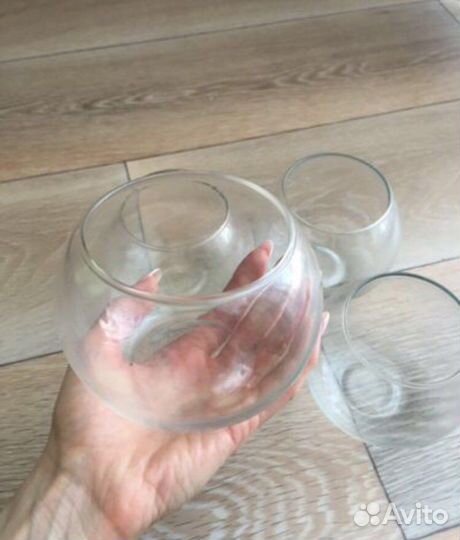 Стеклянная ваза/подсвечник 4 шт