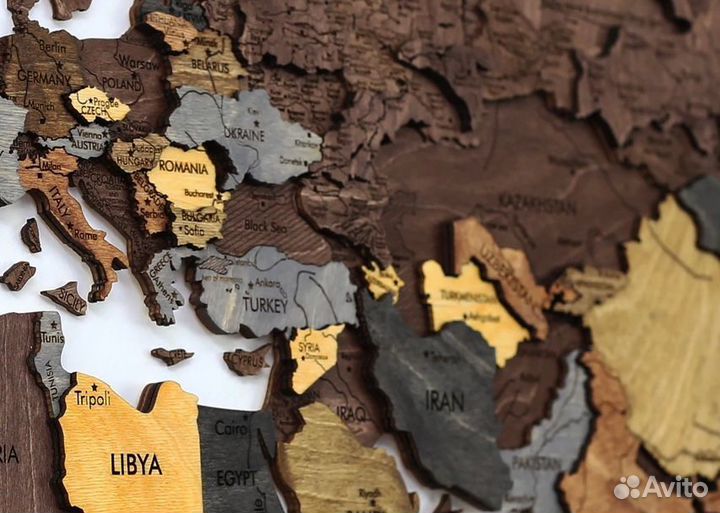 Многоуровневая 3D карта мира без подсветки