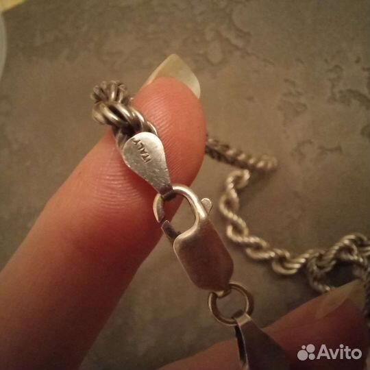 Цепь веревка серебро 925 Италия