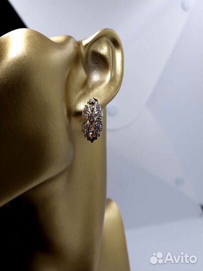 Серьги золотые с бриллиантами 1ct