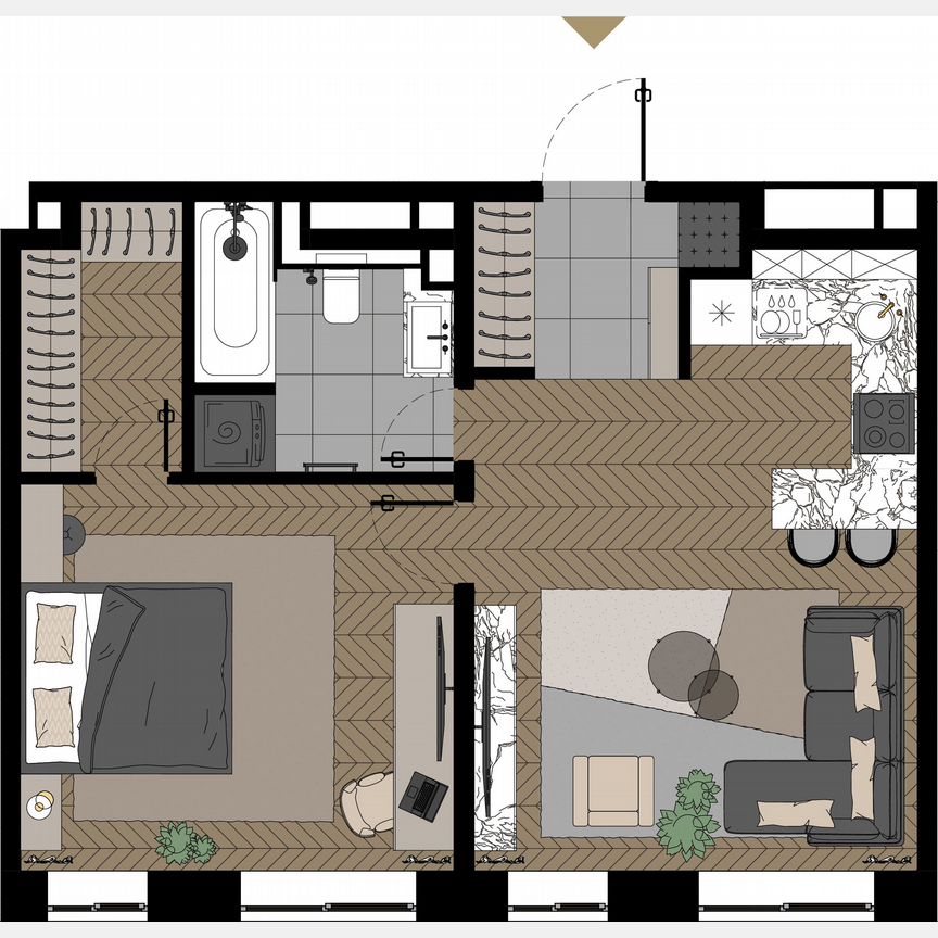 1-к. апартаменты, 56,3 м², 22/23 эт.