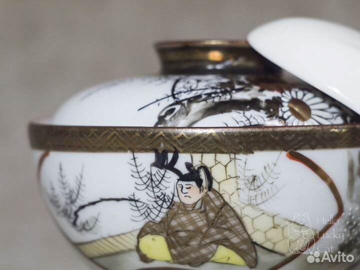 Японская чаша с крышкой и ложкой