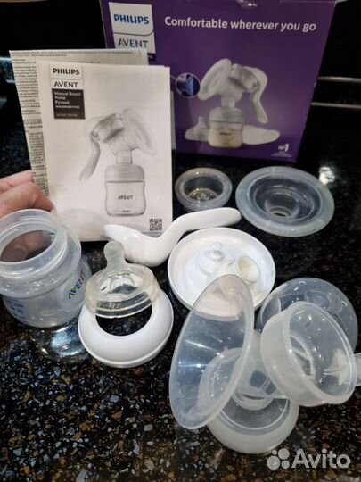 Молокоотсос Avent ручной + бутылочка 0+ комплект