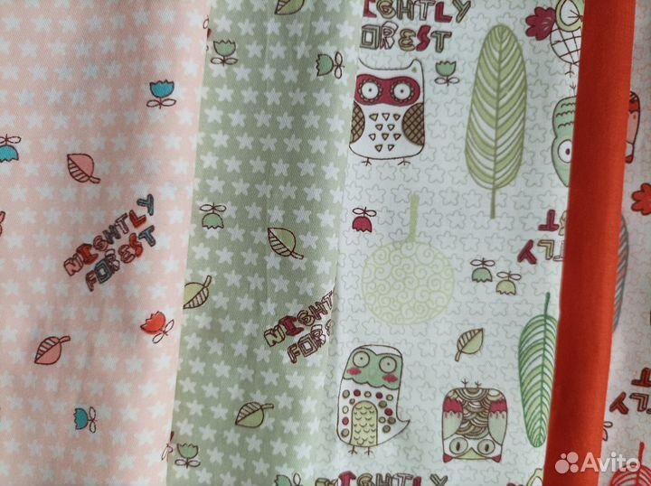 Набор отрезов ткани для пэчворка с совами 6шт