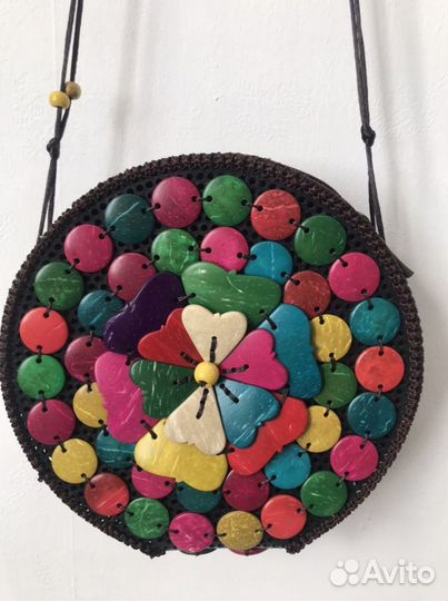 Круглая сумка из бамбука на молнии