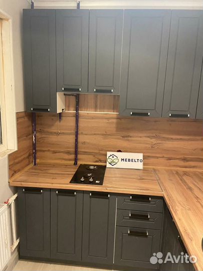 Кухня угловая в студию графит