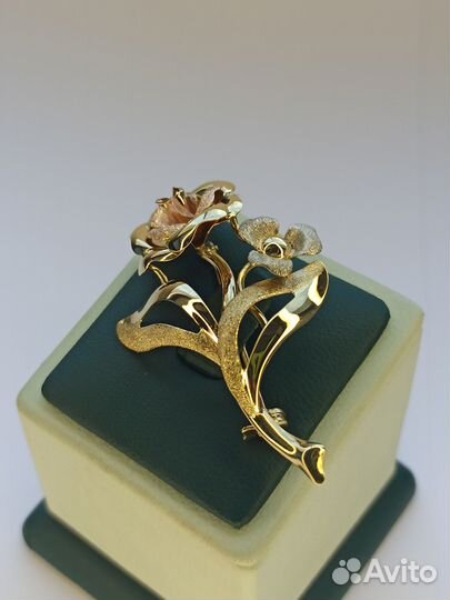 Брошь золотая, 585 проба