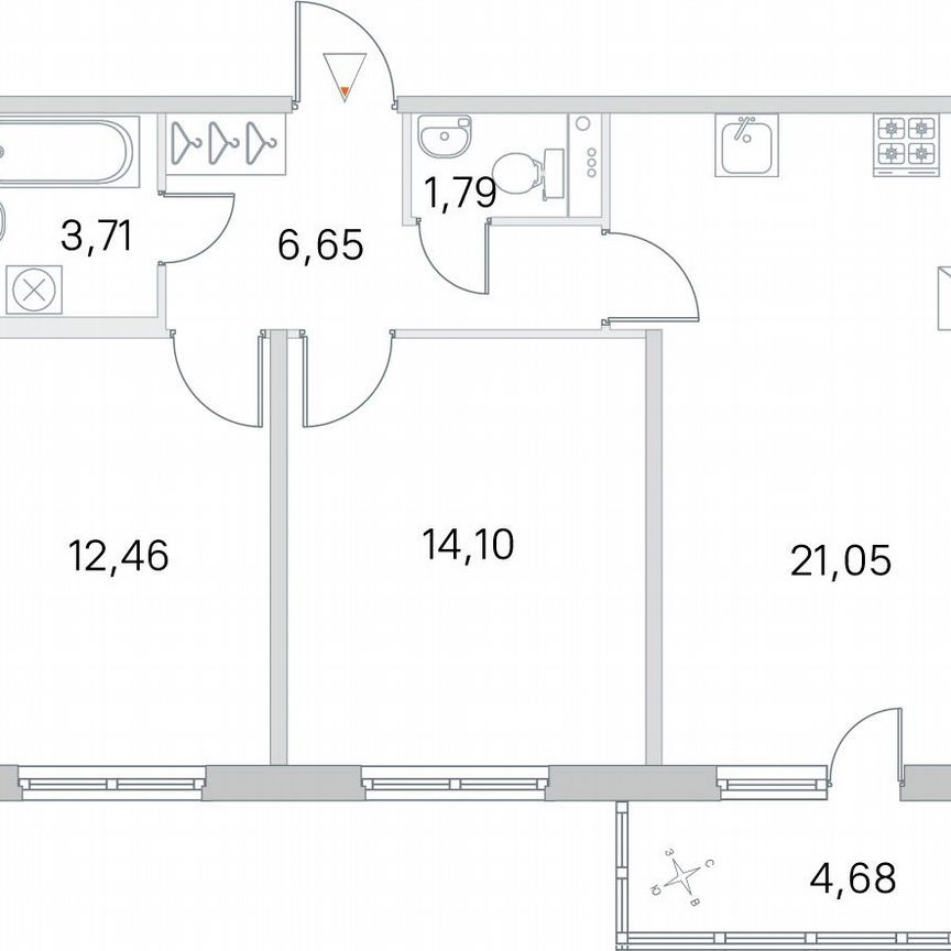 2-к. квартира, 61,2 м², 2/5 эт.