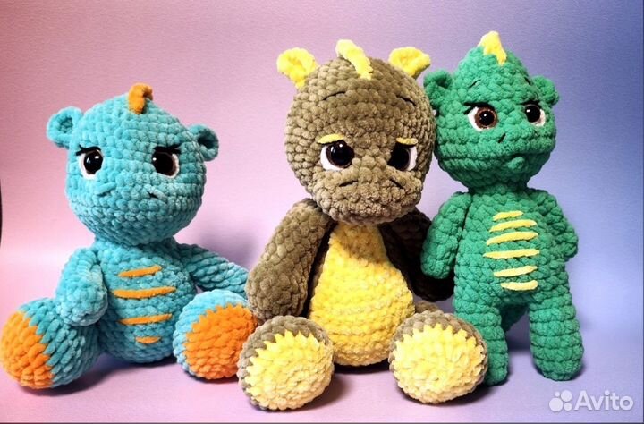 Вязаные игрушки Драконы Чебурашка и др