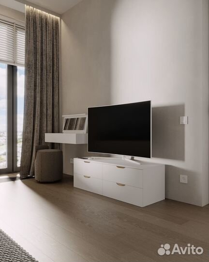 Напольная тв Тумба 120х40х40 Белая