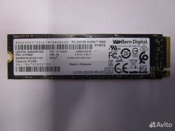 Твердотельный диск 512Gb WD SSD Nvme M.2 SN720