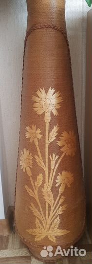 Ваза напольная высокая из лозы и бамбука