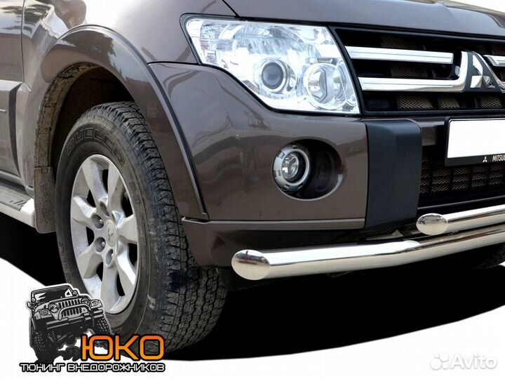 Защита переднего бампера Mitsubishi Pajero 4