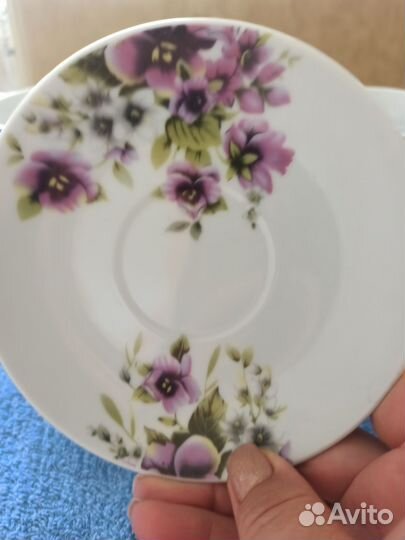 Чашка с блюдцем сервиз белый на 5 человек