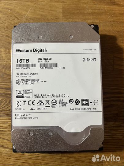 Жесткий диск Western Digital DC HC550 16тб SAS