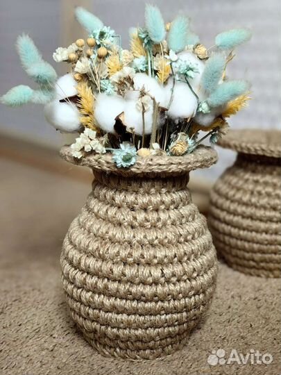 Ваза для сухоцветов из джута