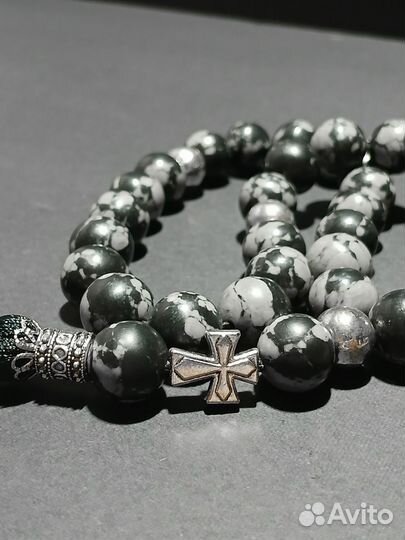 Четки православные 30 зерен Снежный обсидиан