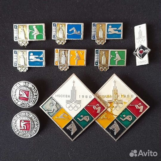 Набор редких значков, олимпиада 1980г, 11 шт